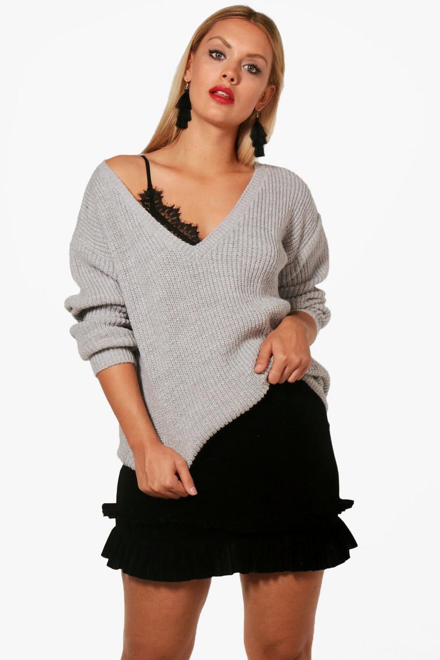Plus V Neck Slouchy Sweater image number 1