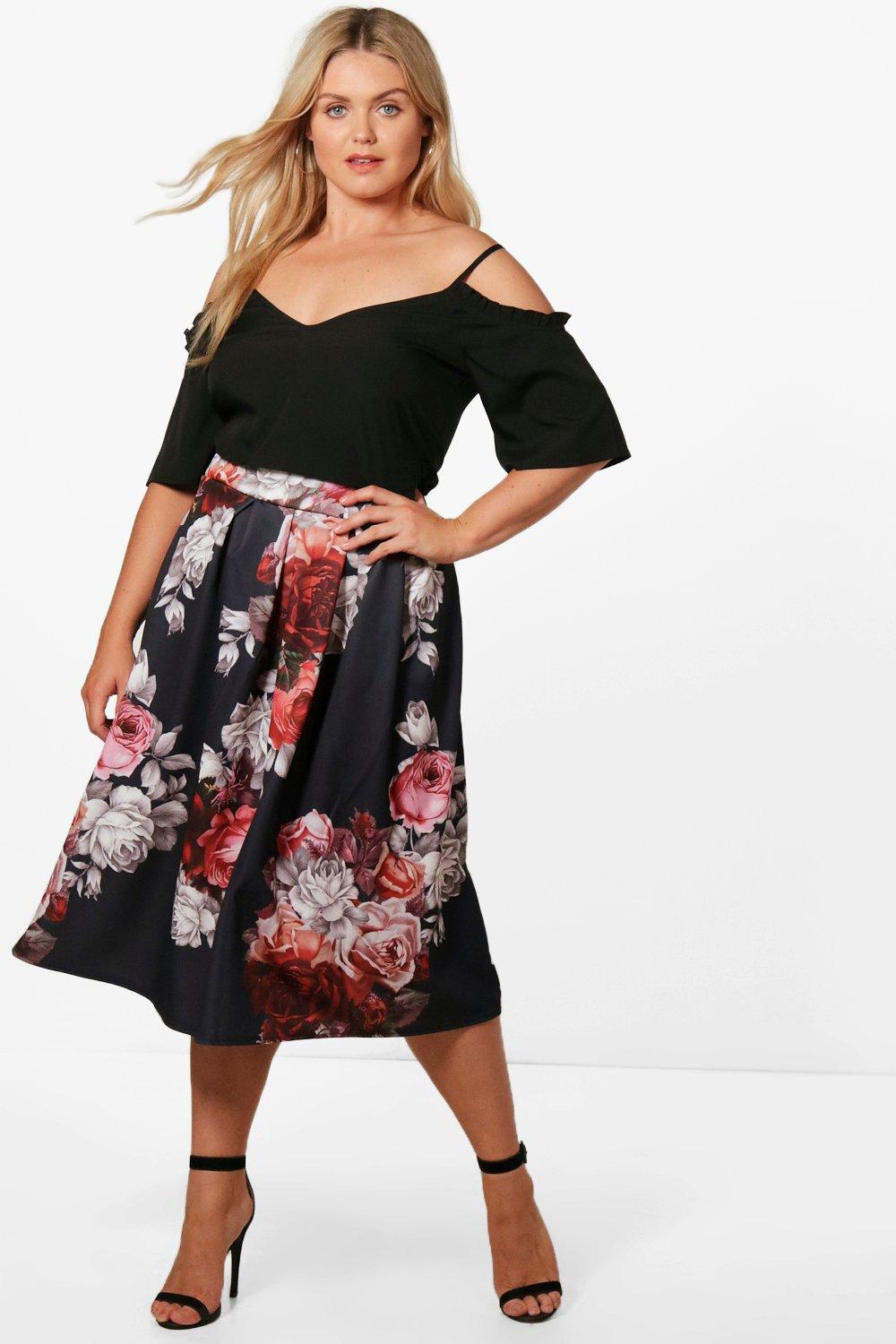 navy midi skater skirt