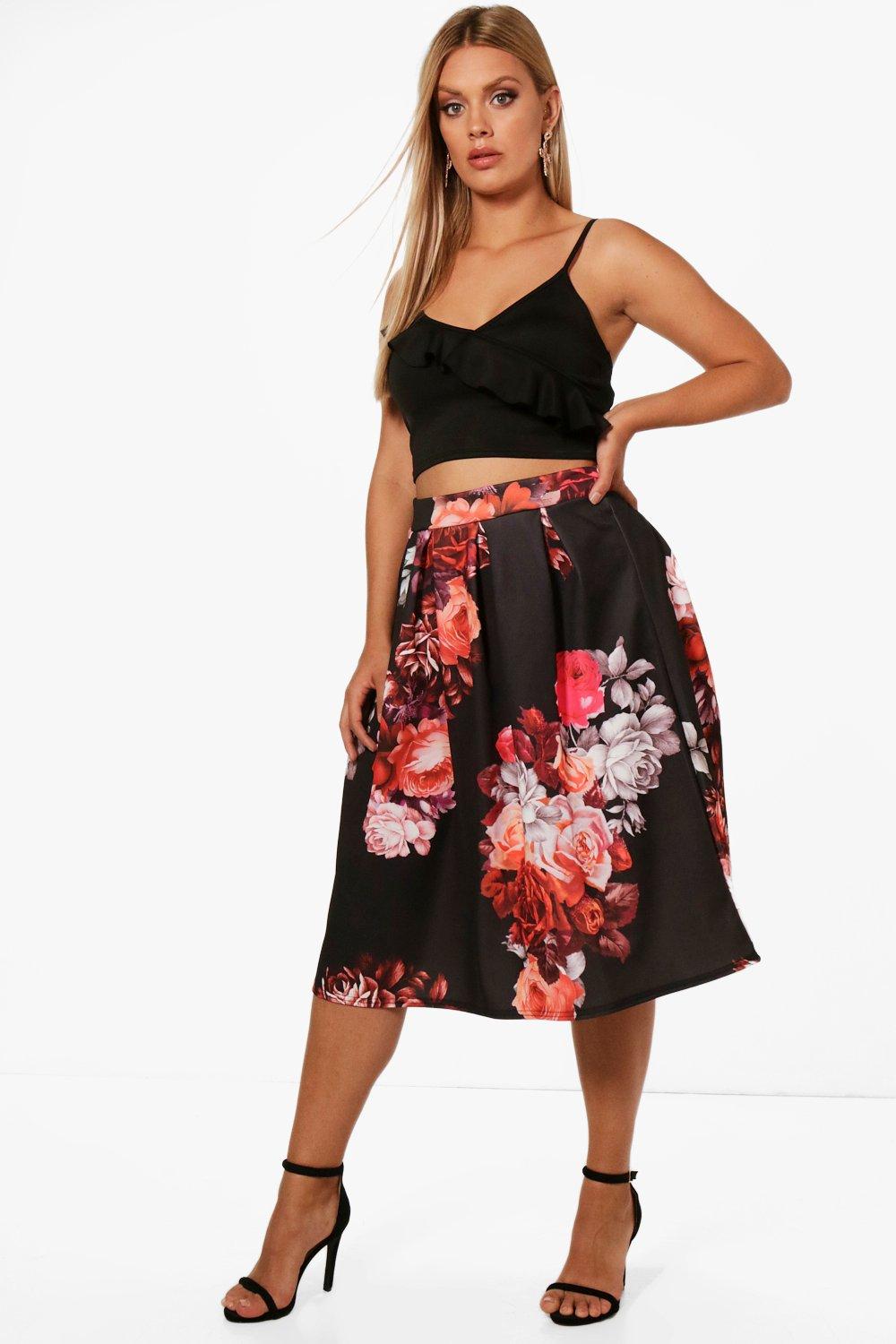 scuba midi skater skirt