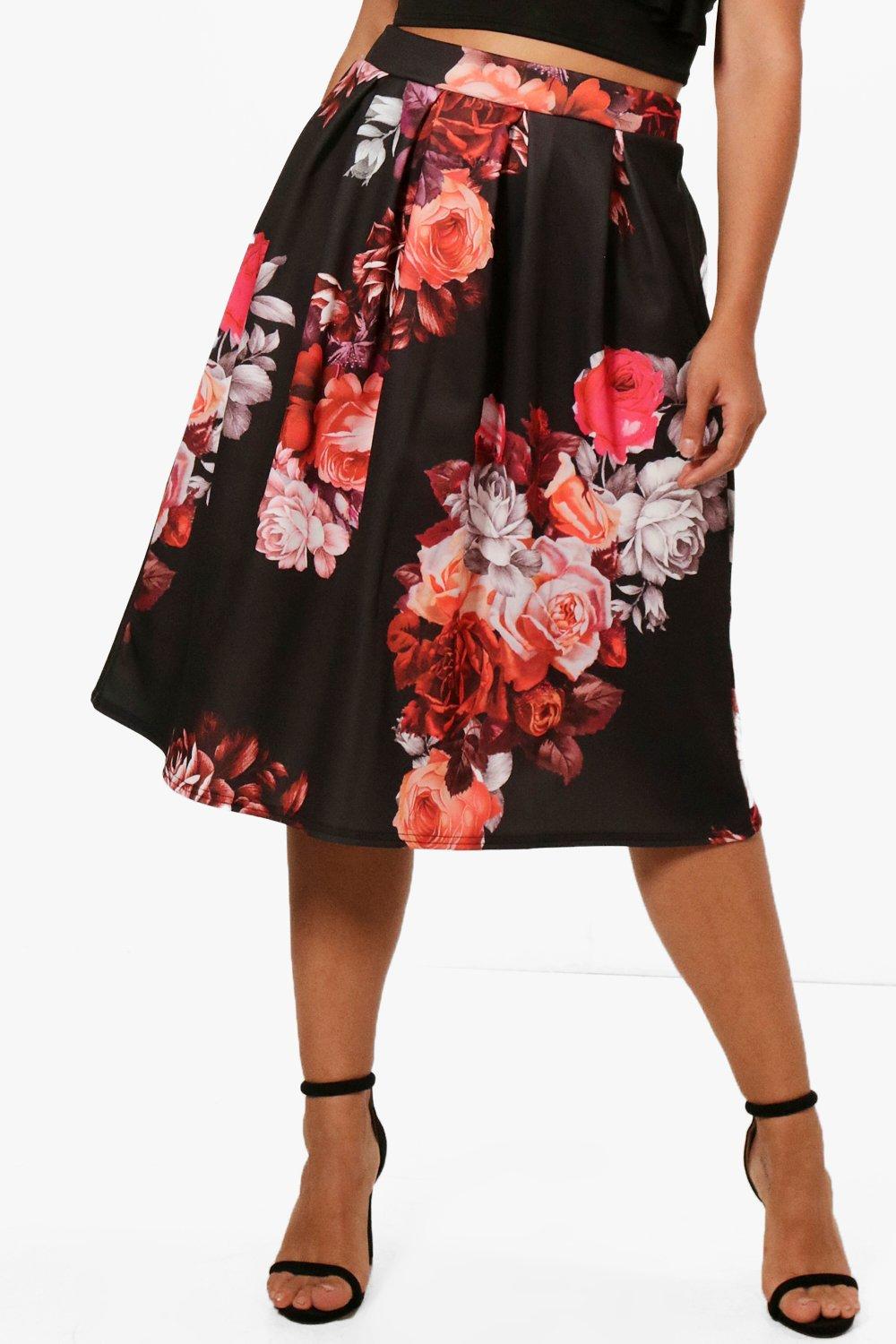 scuba midi skater skirt