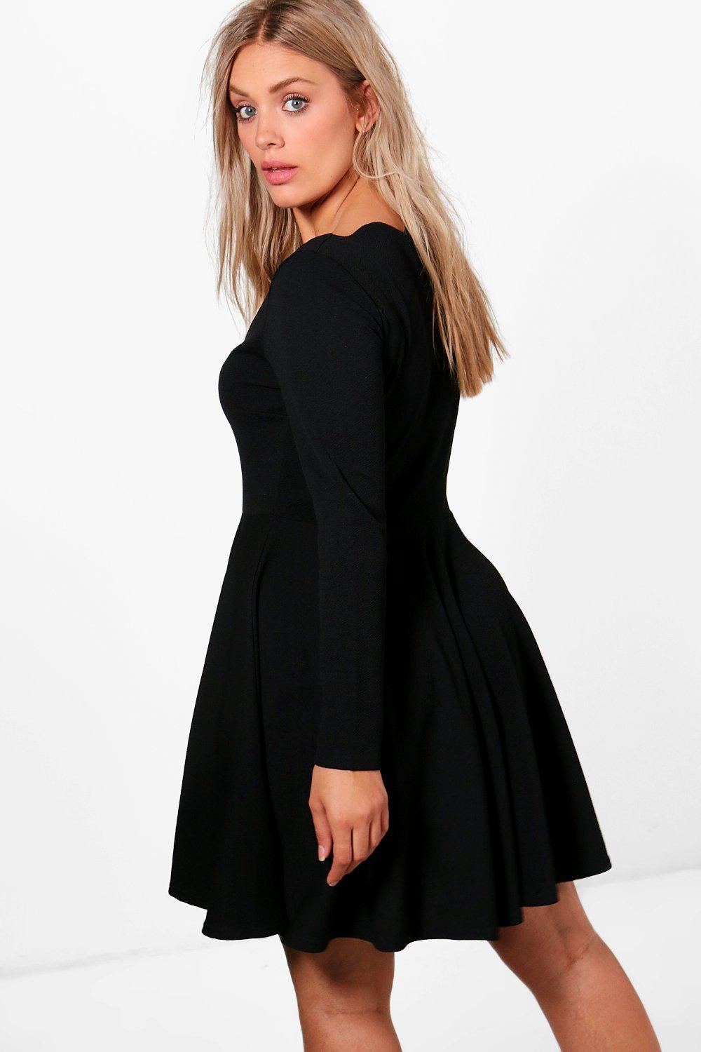 Boohoo scallop shop skater dress