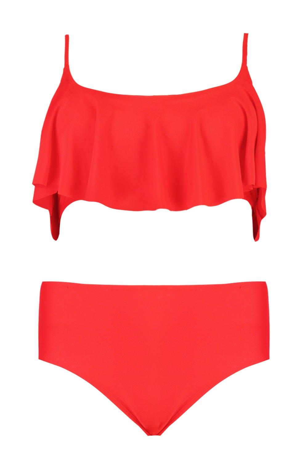 Red cheap frill swimsuit