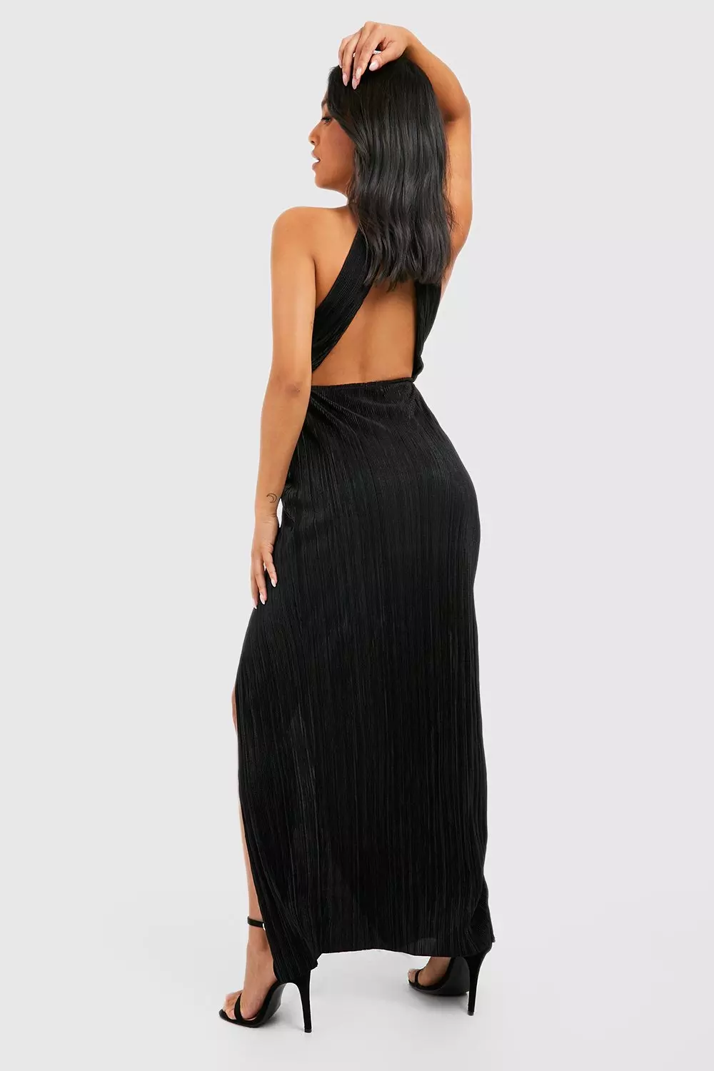 Pleated thigh on sale split maxi dress