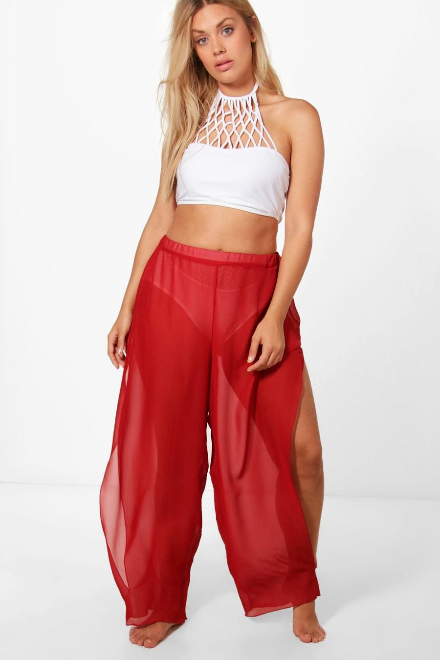 Red Plus  Split Side Beach Trouser image number 1