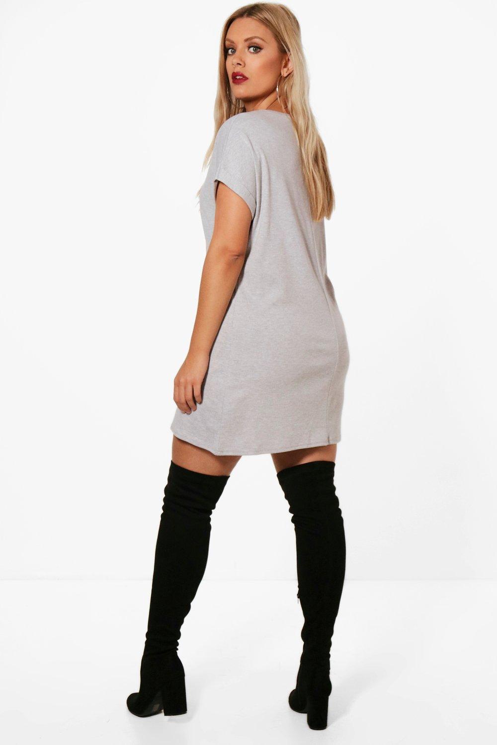 Plus Oversized Roll Up T-Shirt Dress