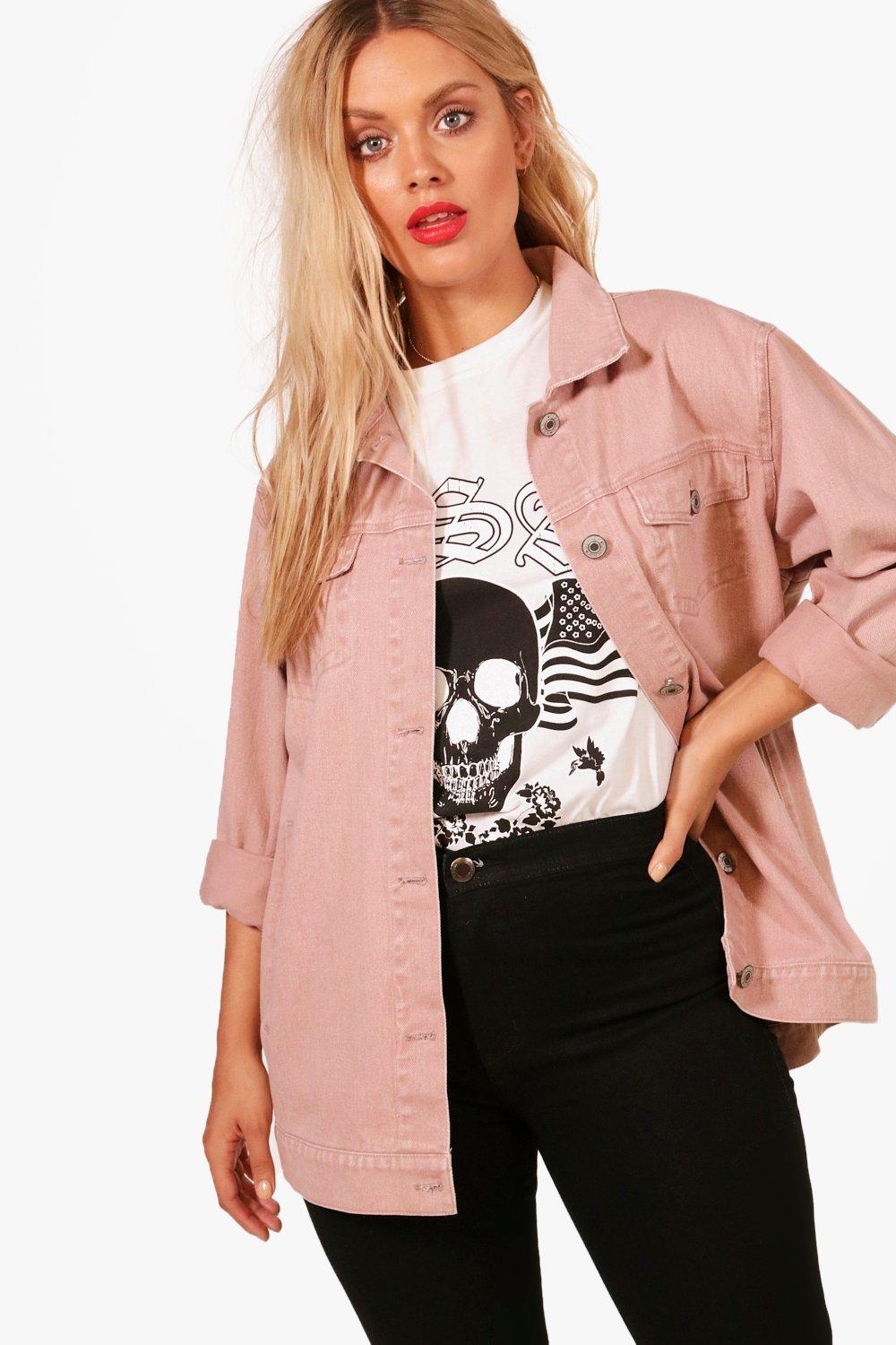 plus pink denim jacket