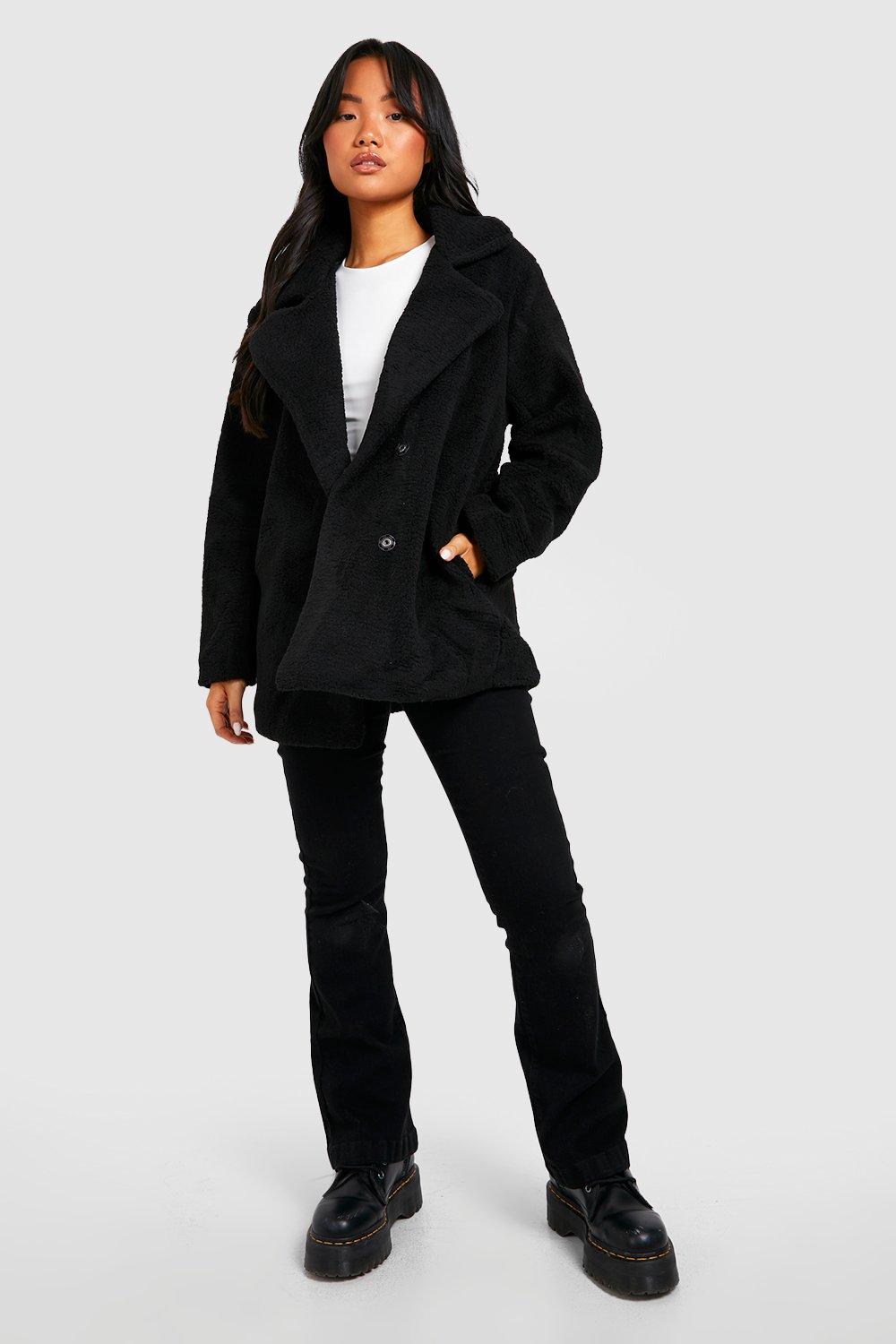 Black teddy outlet coat boohoo