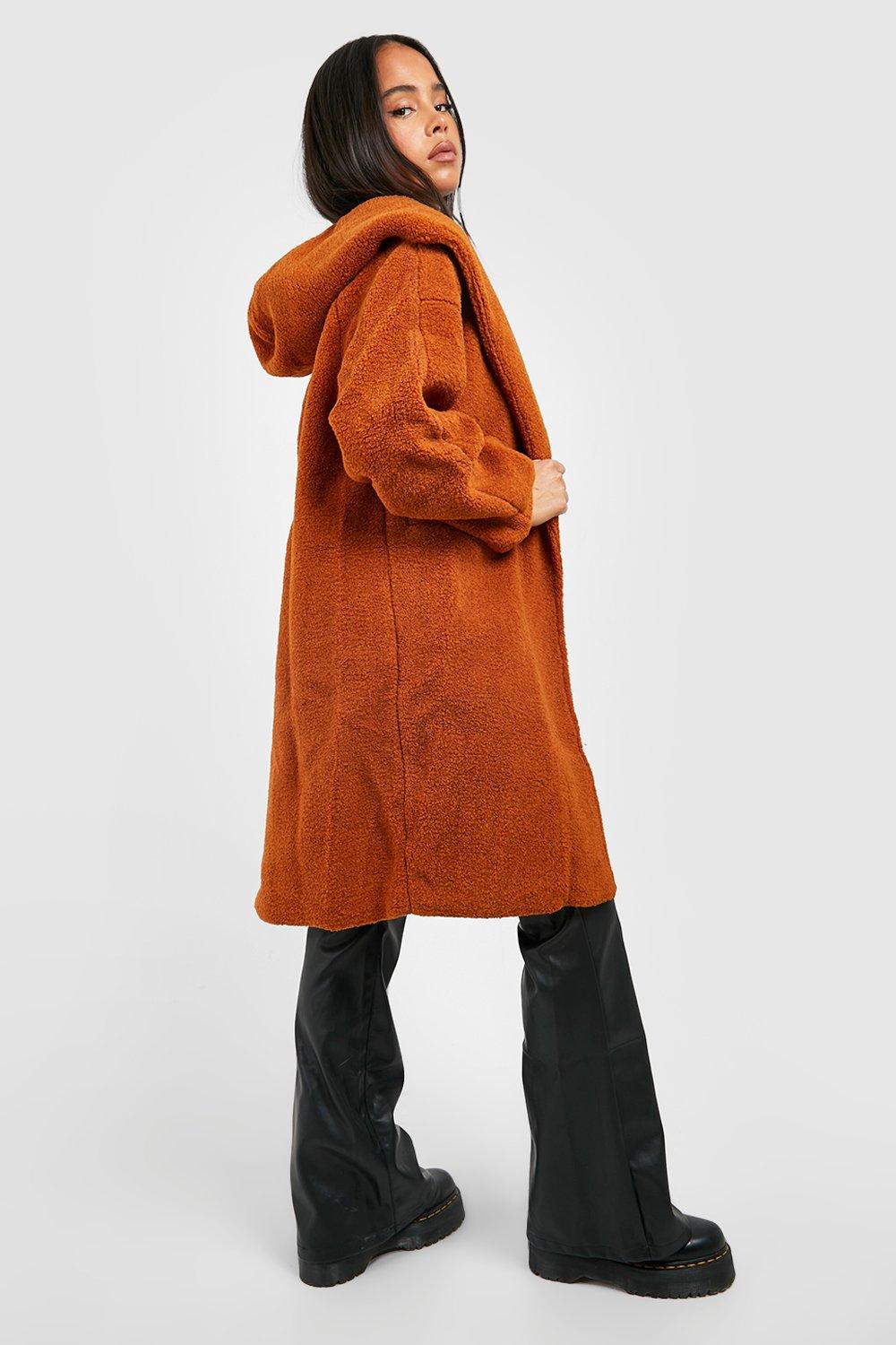 oversized hooded teddy coat