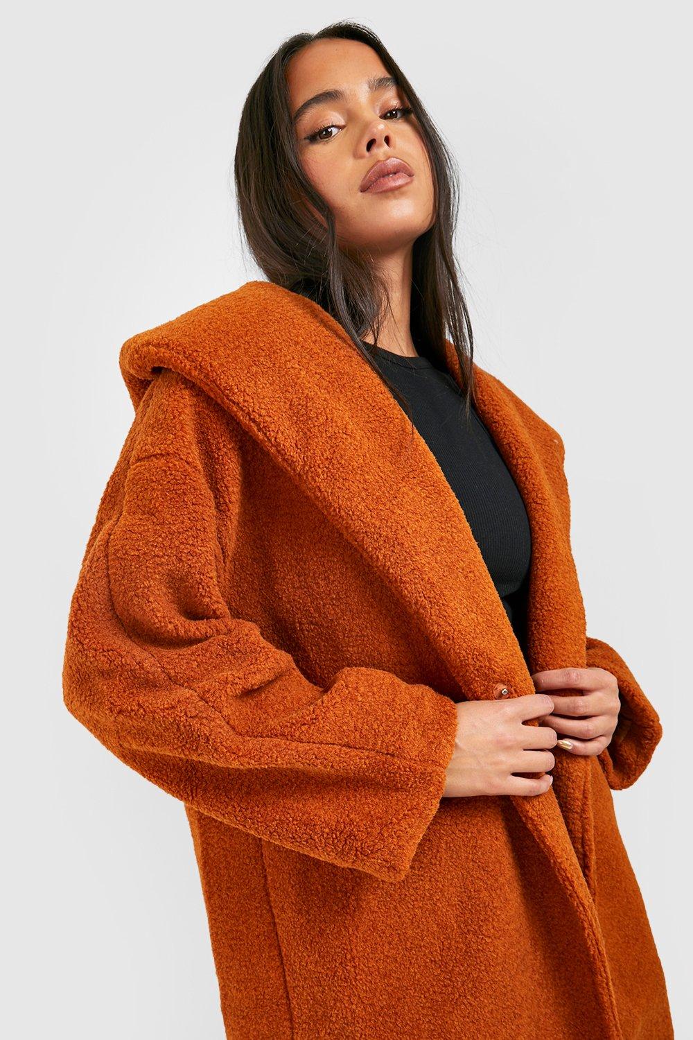 Petite Oversized Hooded Teddy Coat boohoo