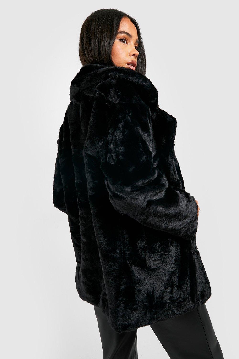 Buy Friends Like These Black Petite Faux Fur Collar Military Button Coat  from Next Luxembourg