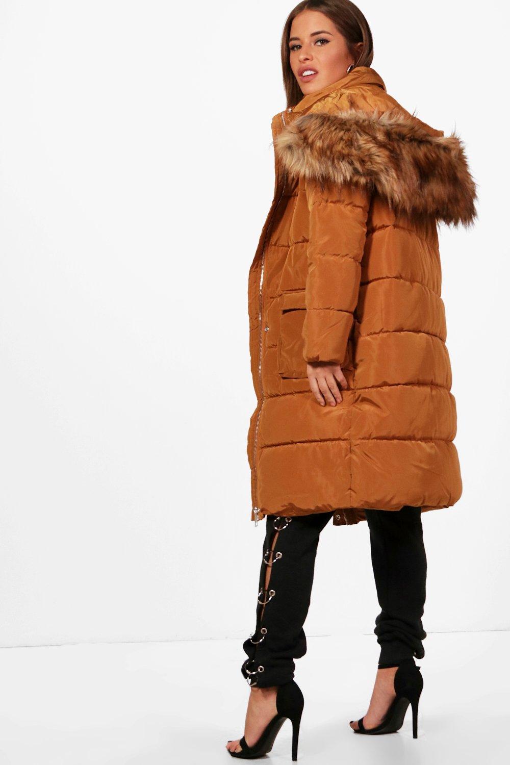 boohoo longline padded coat