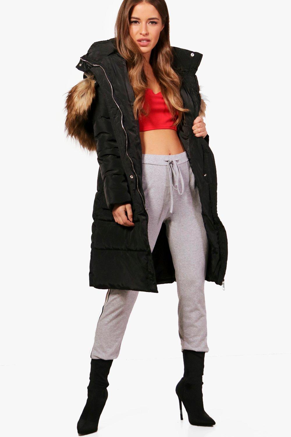 boohoo longline padded coat