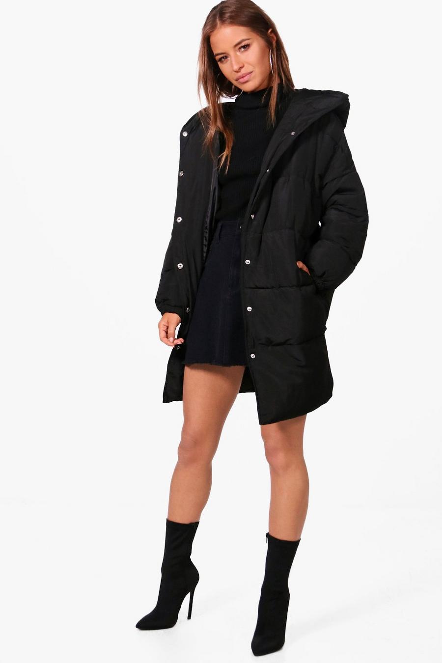 Black Petite Hooded Padded Coat