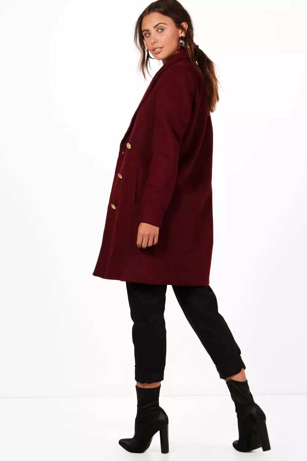 Petite double breasted 2025 military duster coat