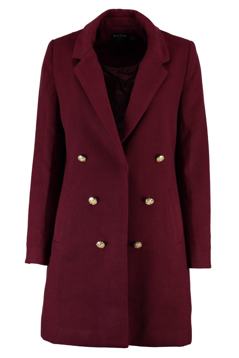 Petite double breasted sale military duster coat