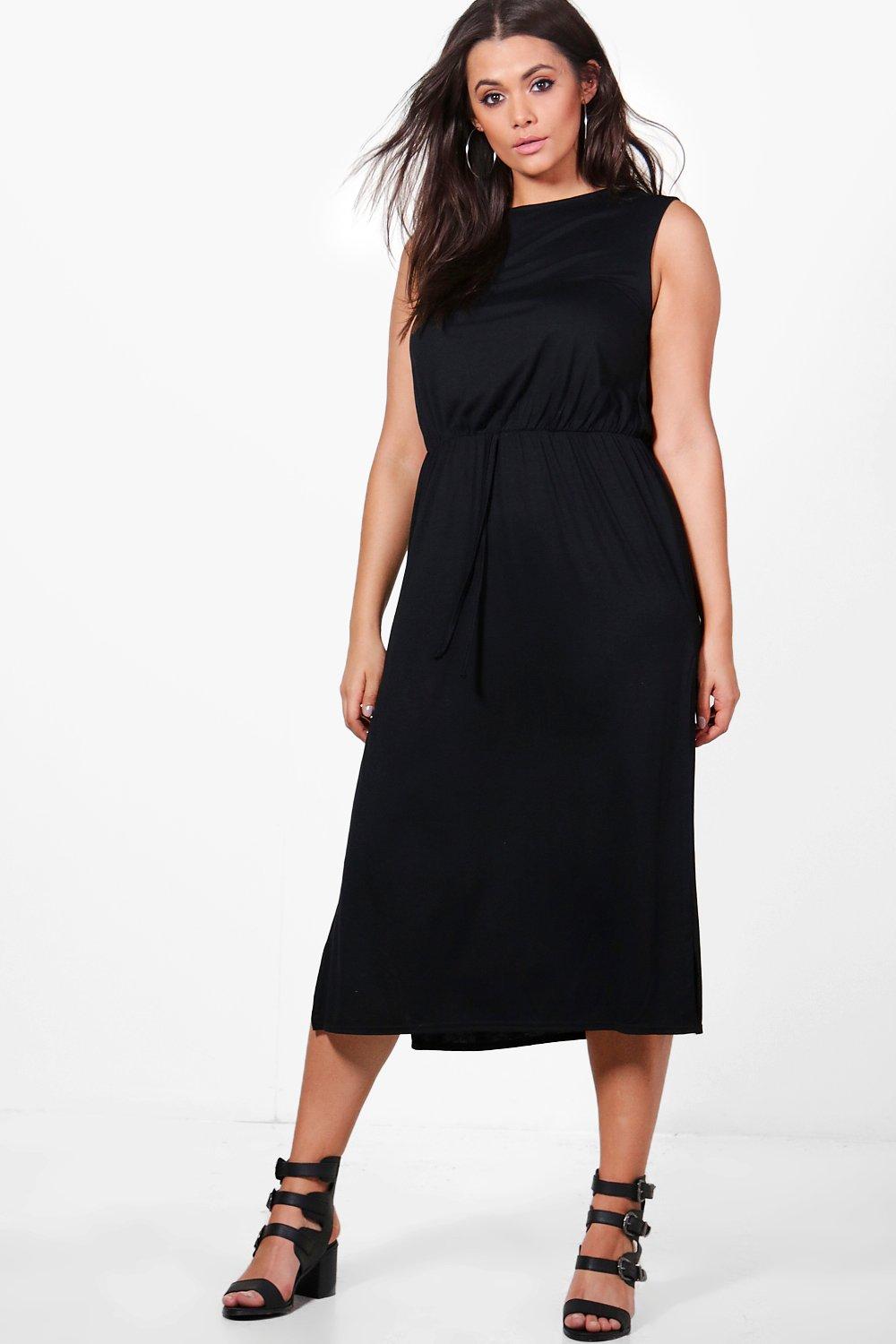 jersey split midi dress