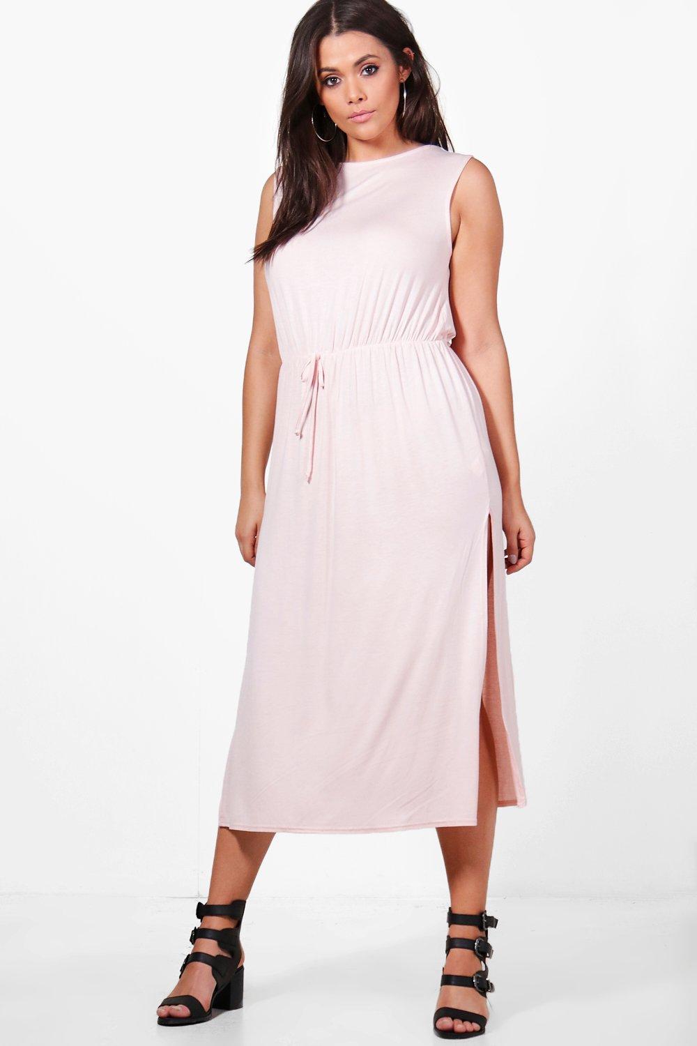 jersey split midi dress