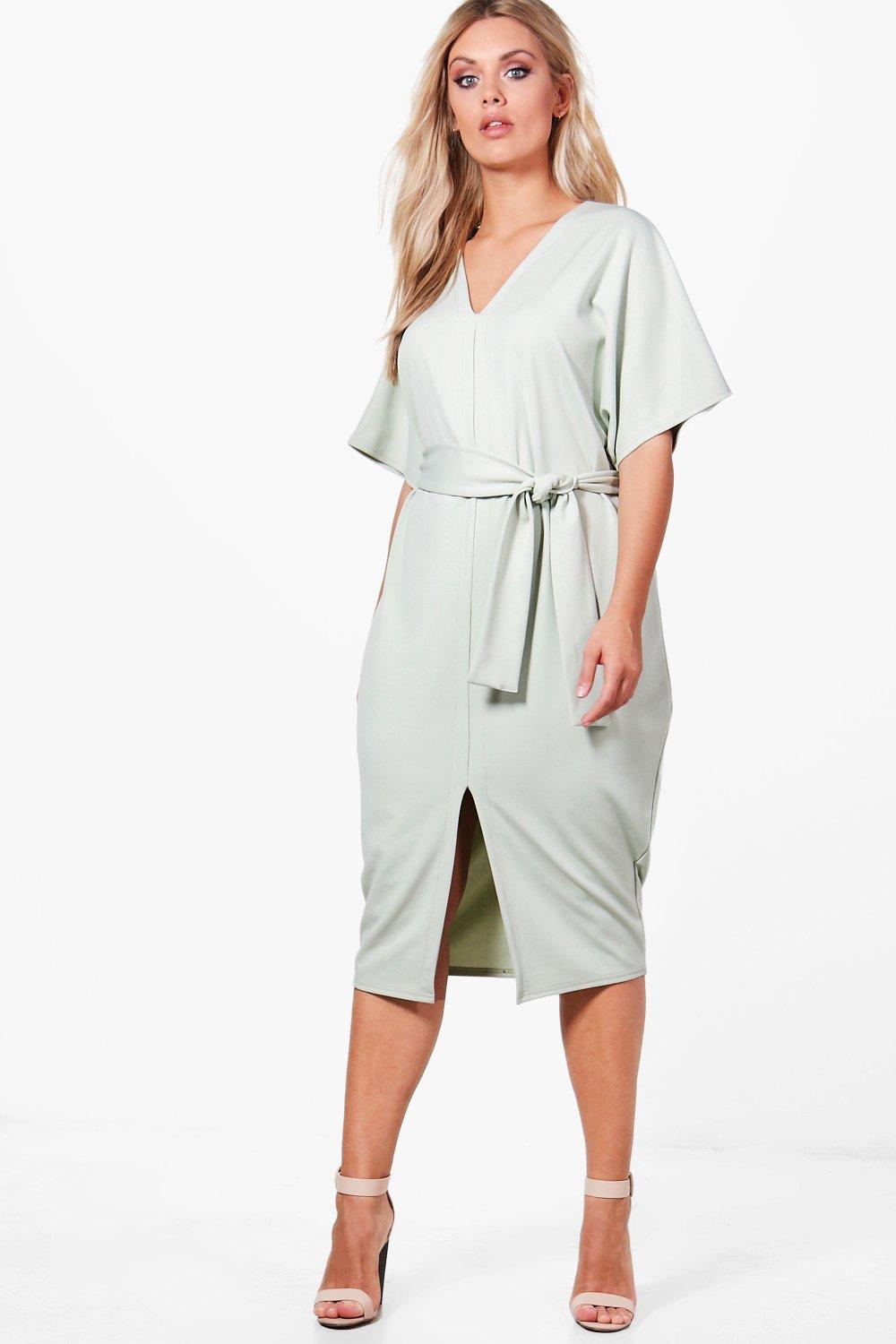 belted waist midi dress