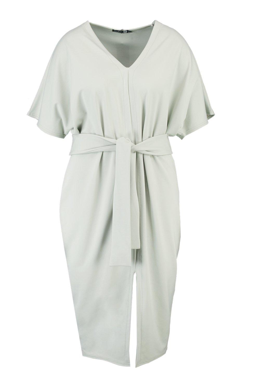 belted waist midi dress