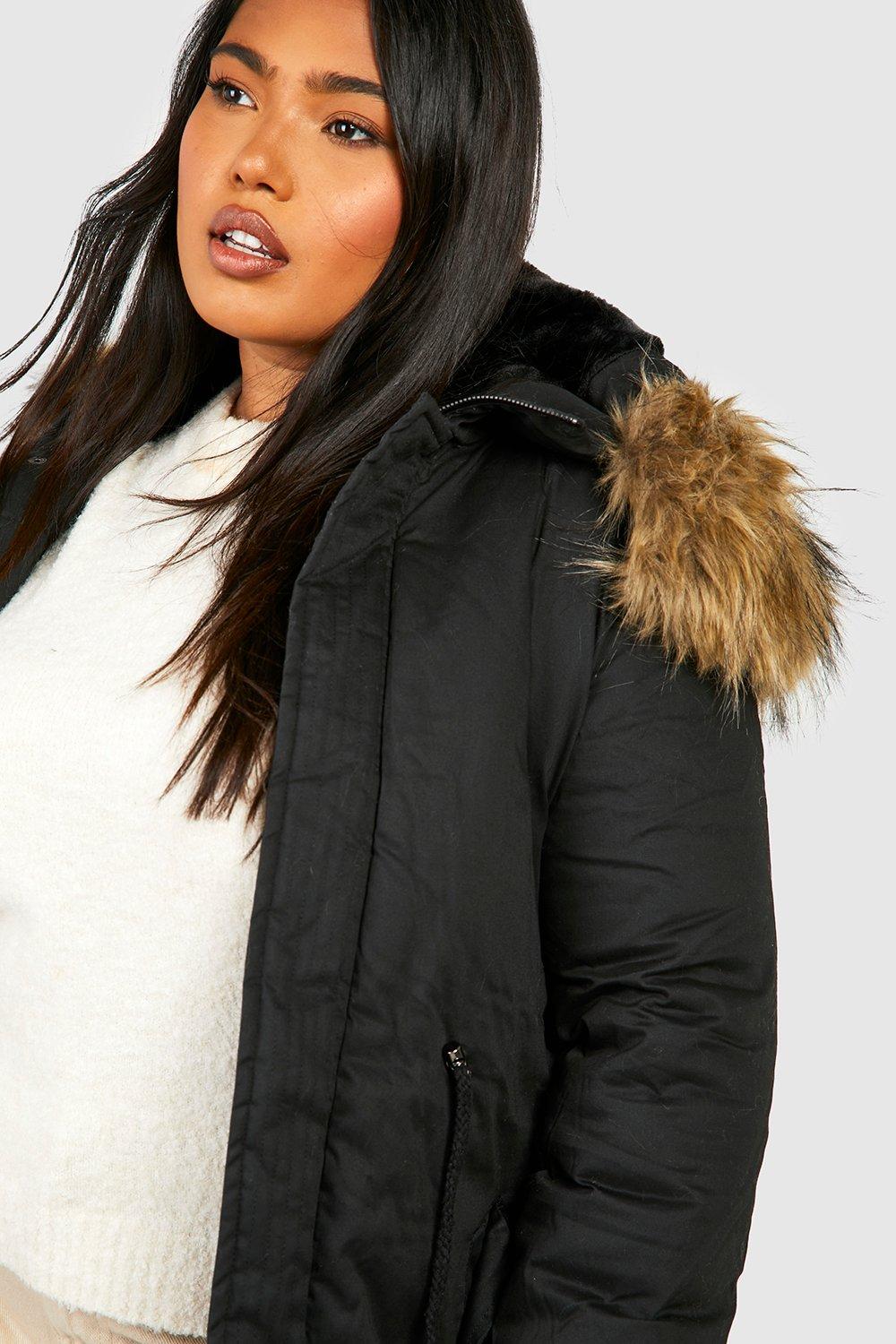 Boohoo fur cheap hood coat