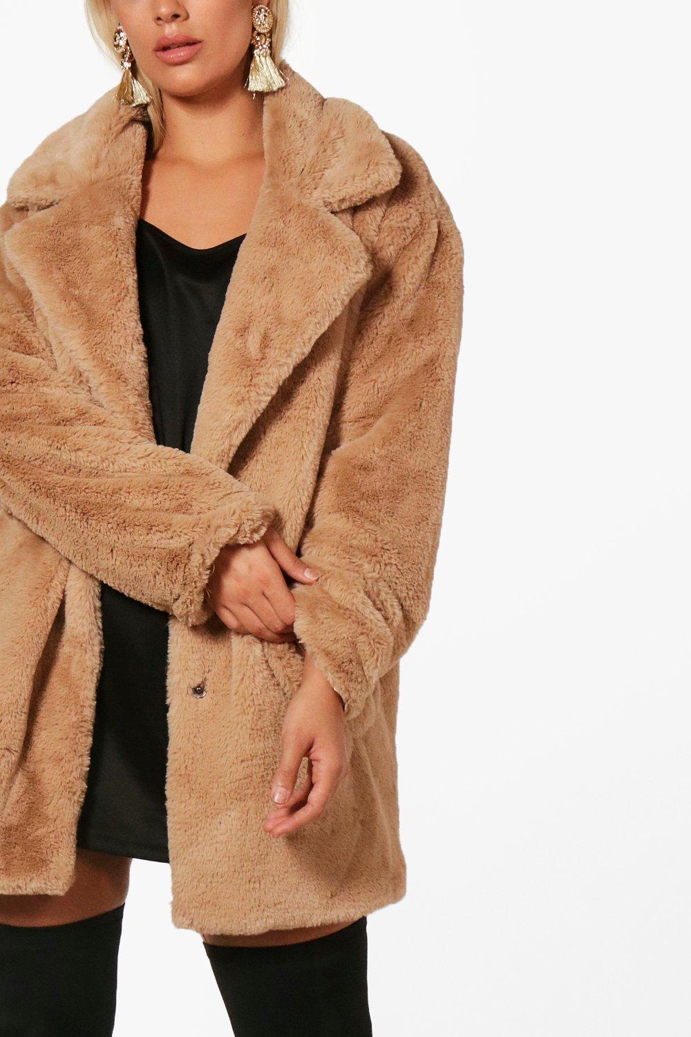 boohoo teddy fur coat