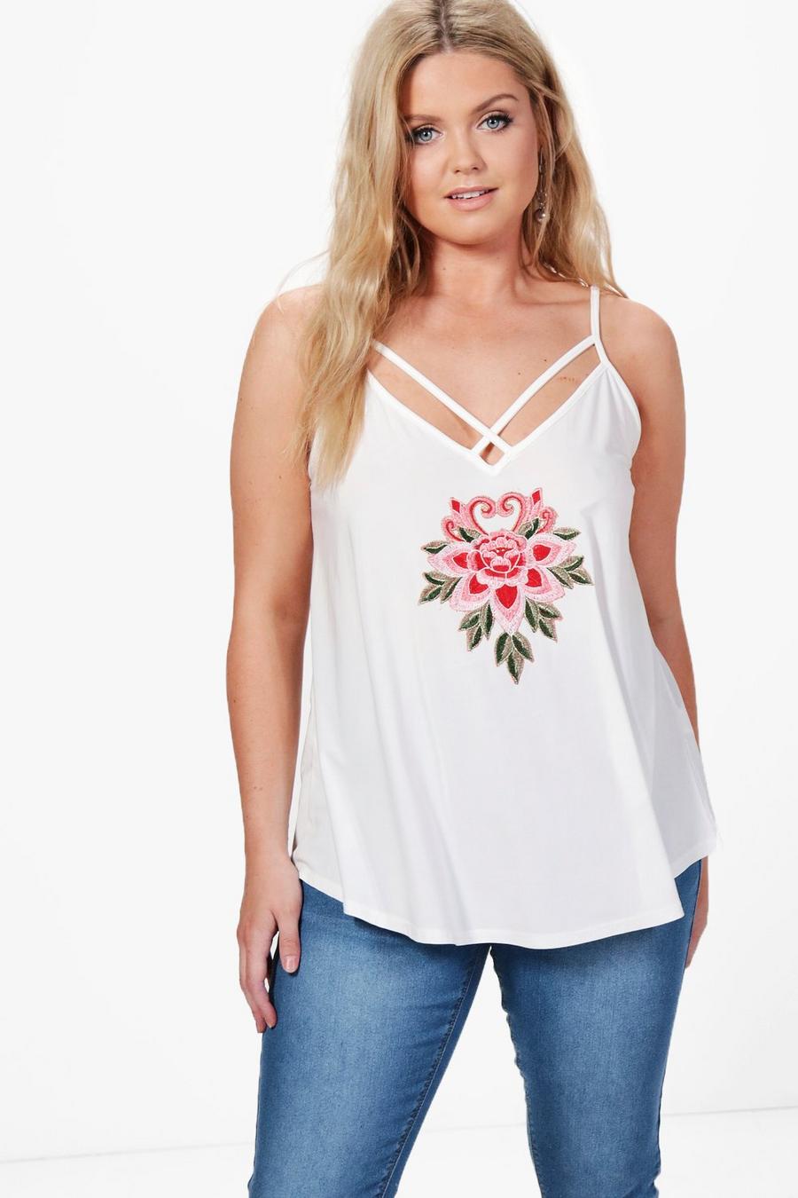Plus Hannah Floral Embroidered Cami Top image number 1