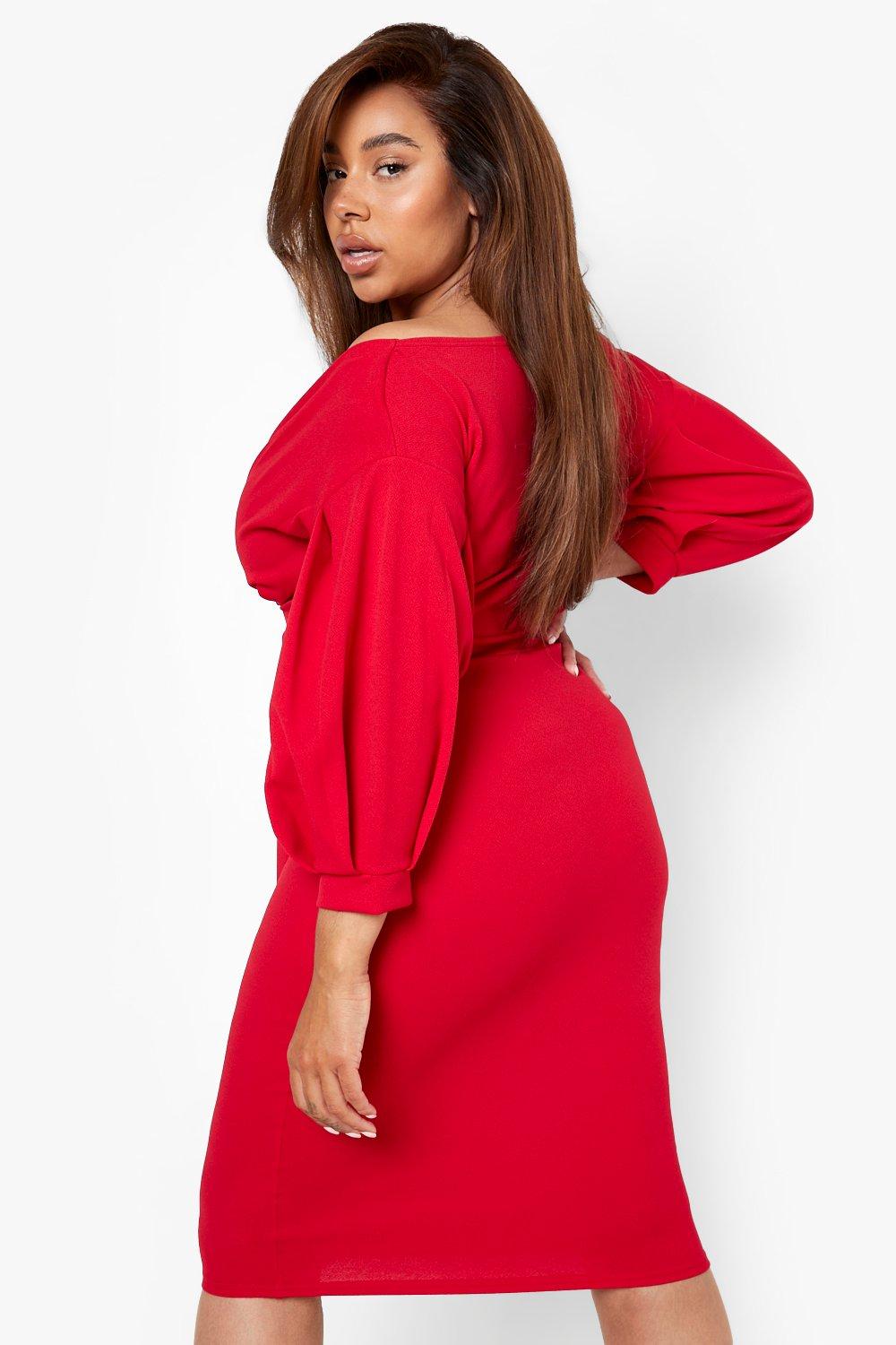 Plus Off The Shoulder Wrap Midi Dress | boohoo
