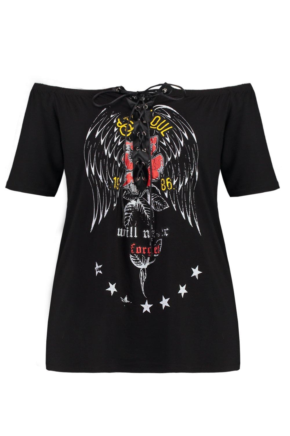 off the shoulder band tee