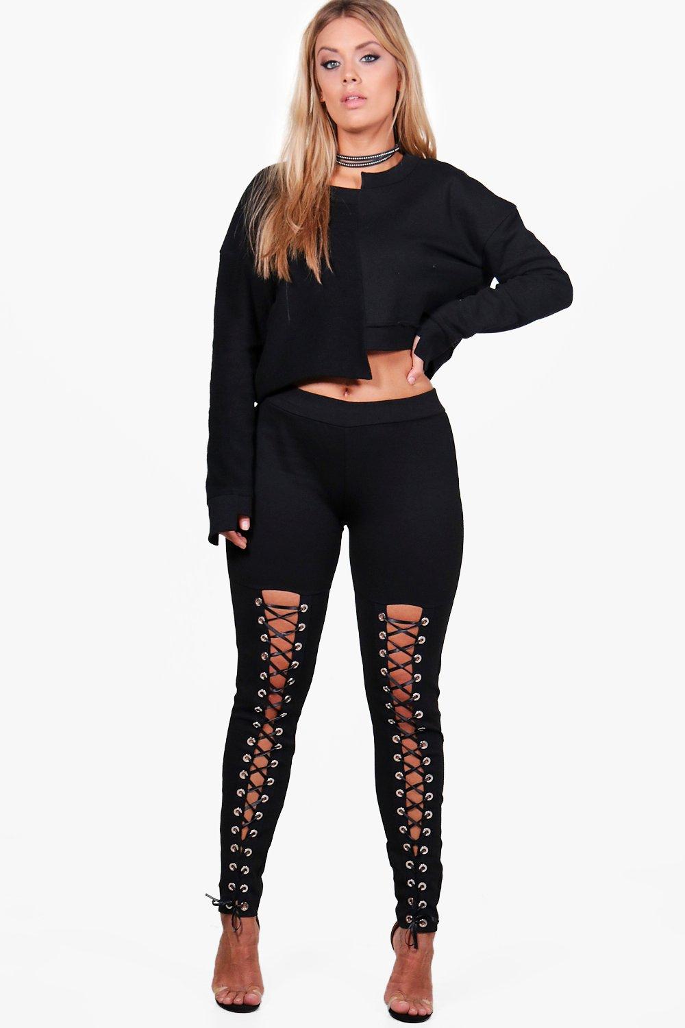 plus lace up leggings