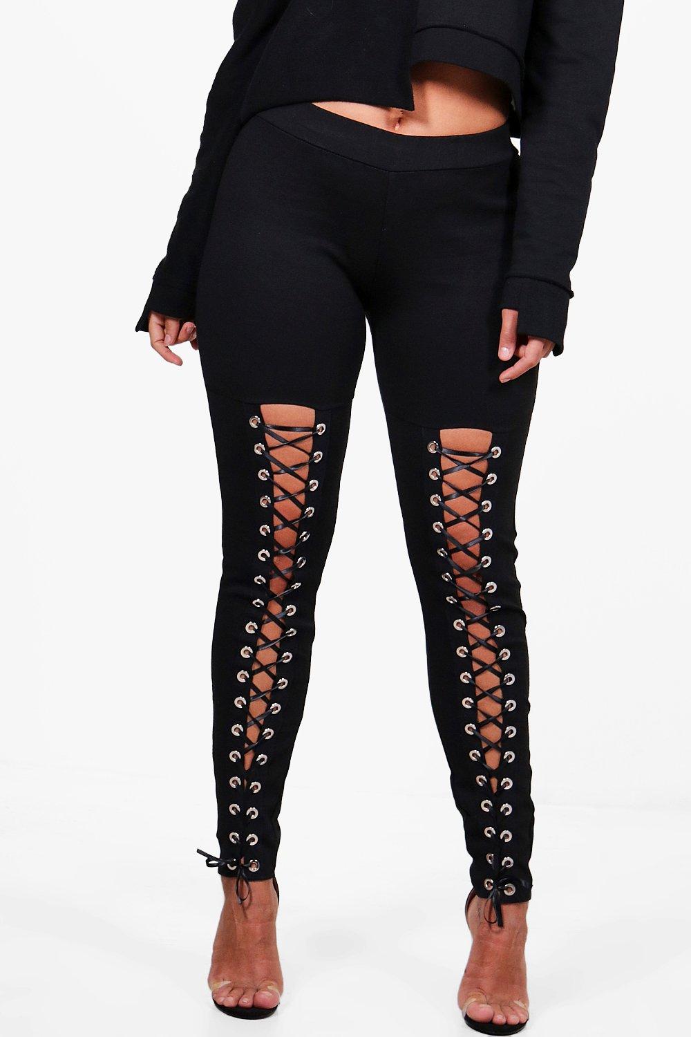 plus lace up leggings
