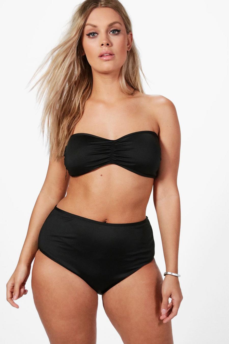Black Plus Strapless Bikini Set Met Hoge Taille  image number 1