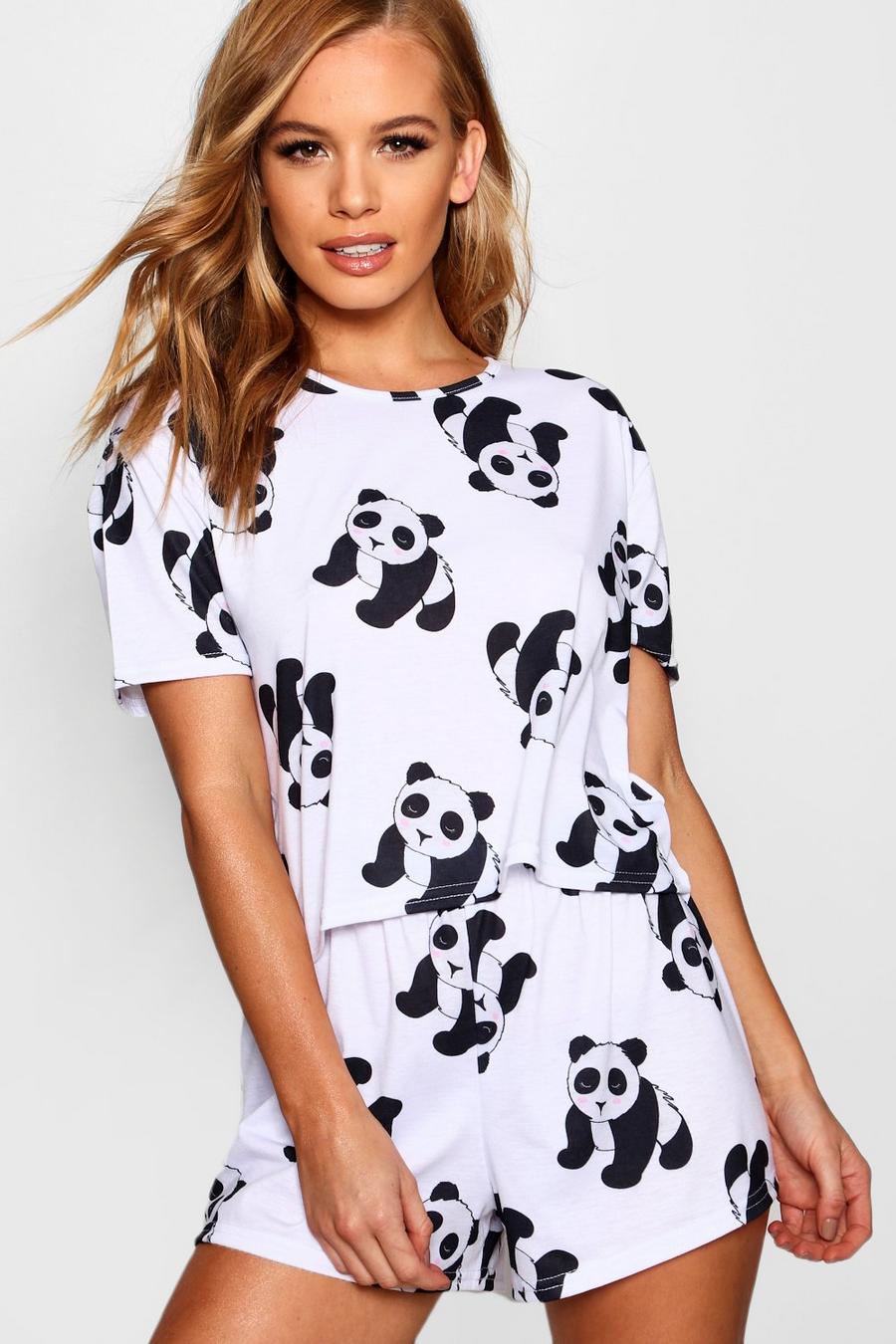 Petite set pigiama con logo panda, White image number 1