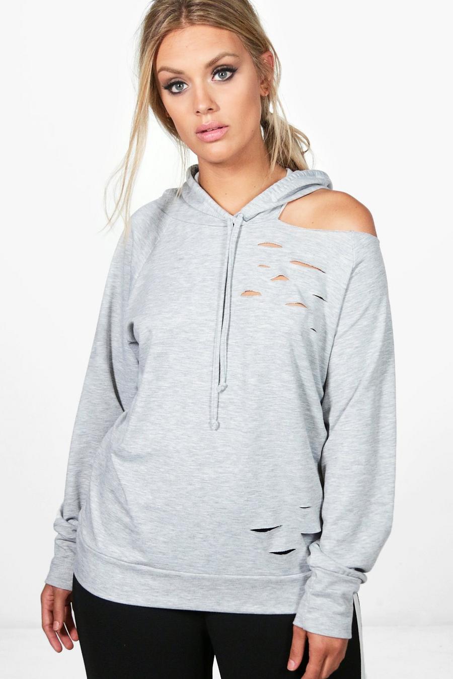 Plus Cate Distressed Cut Out Hoodie image number 1