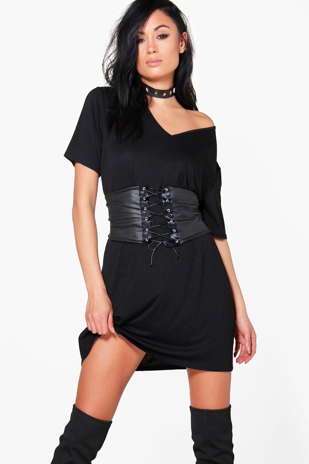 t shirt dress with corset belt