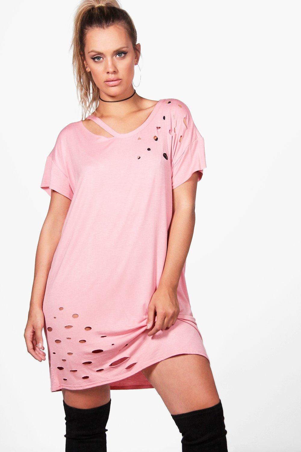 plus size distressed t shirt dress