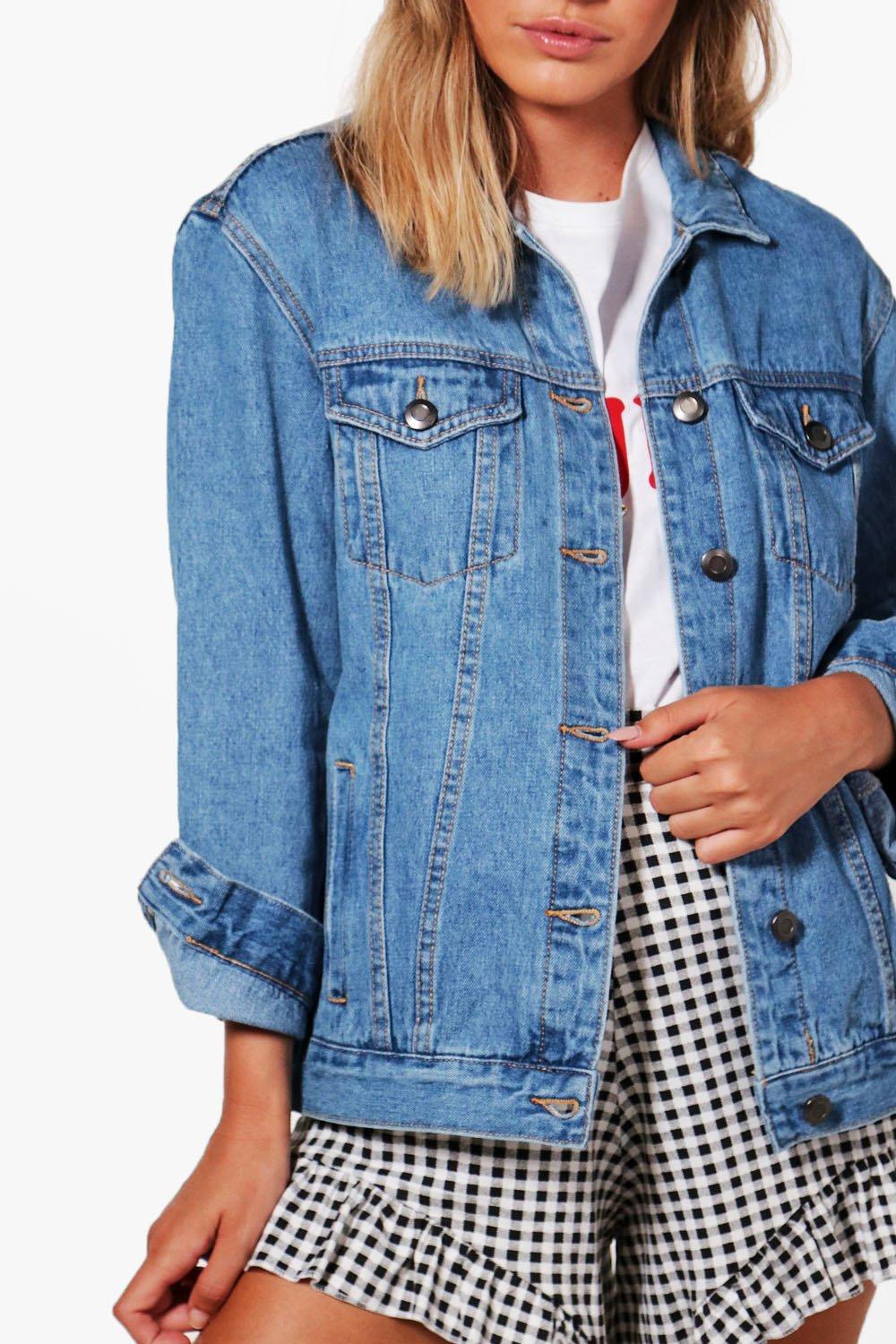 petite long denim jacket