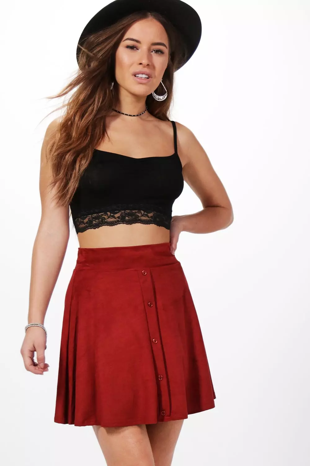 Button front hotsell skater skirt