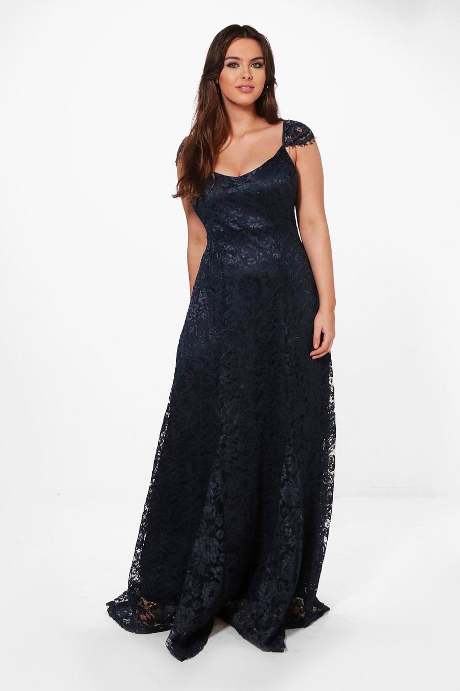Plus Lace Maxi Dress With Cap Sleeve image number 1