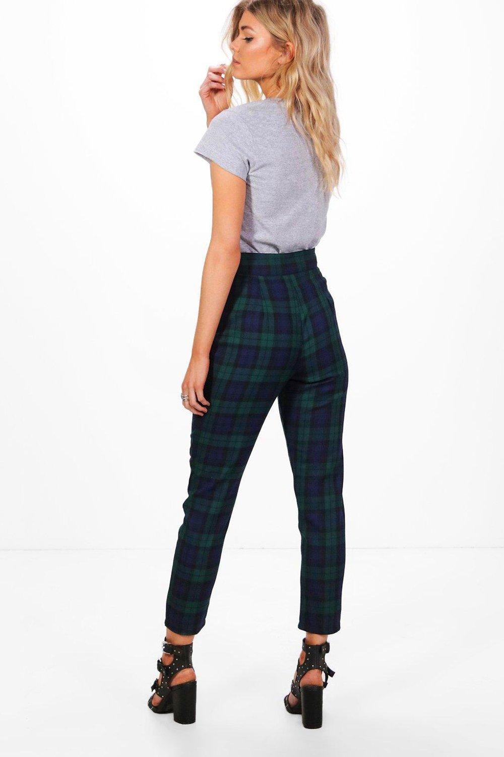 petite checked trousers