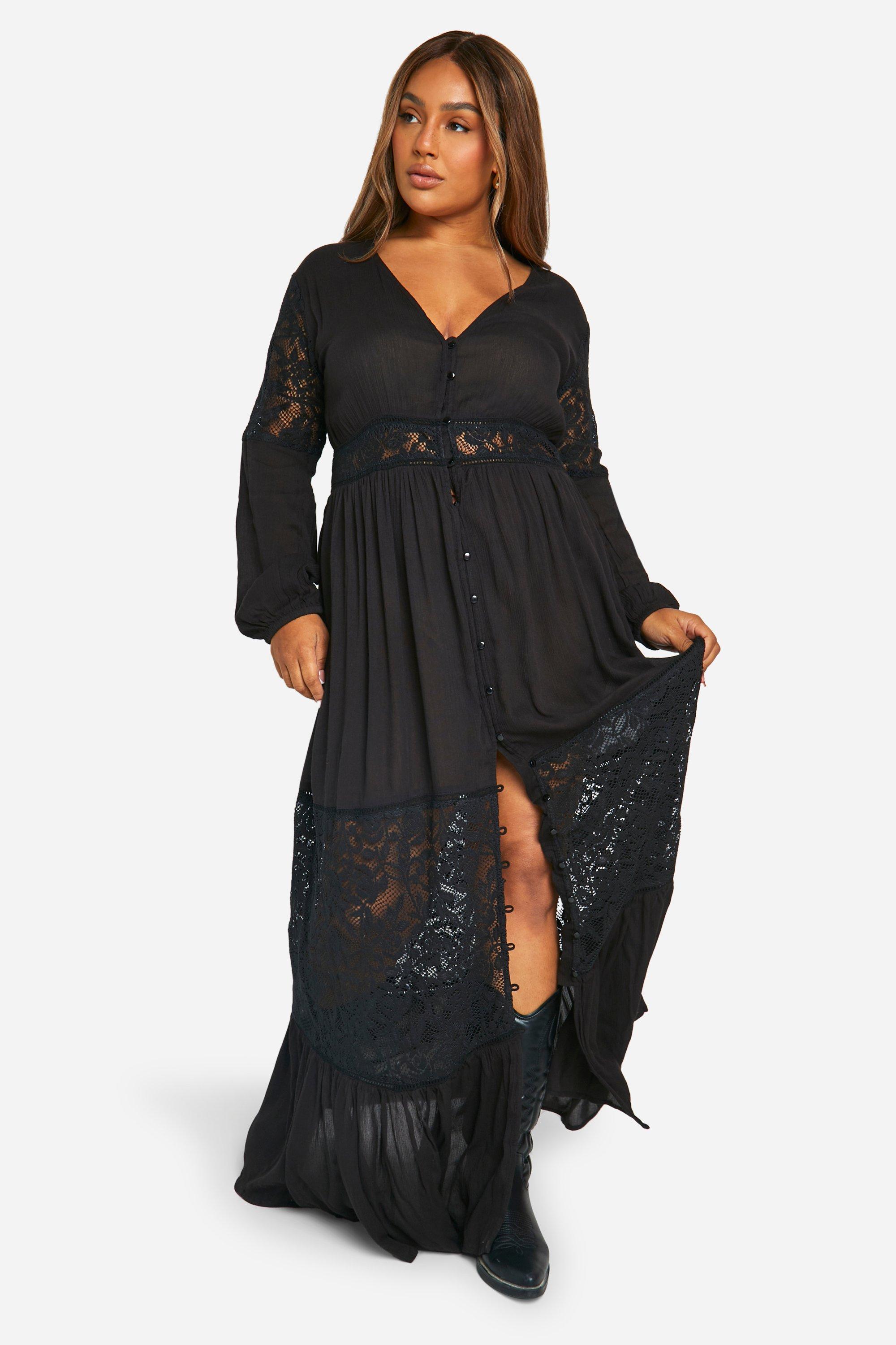 Boohoo Plus Boho Lace Insert Maxi Dress | Debenhams