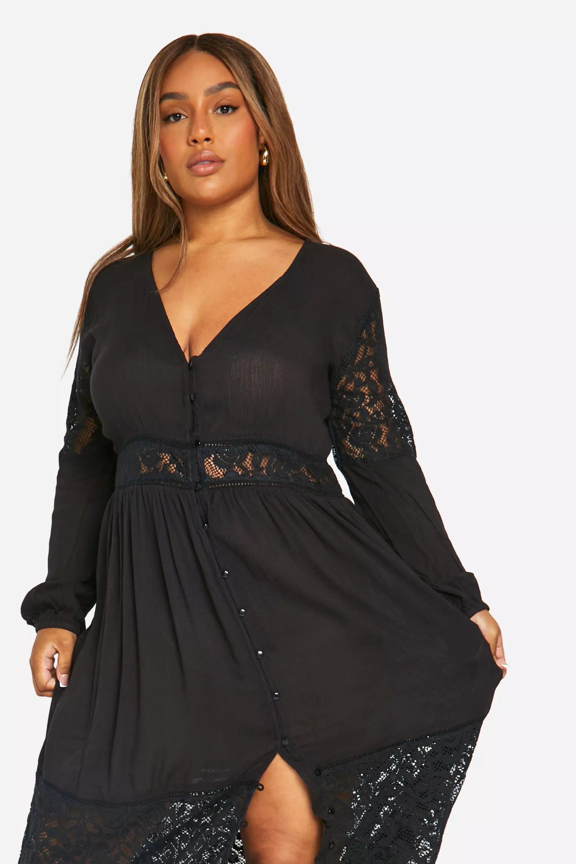 Boohoo lace maxi dress best sale