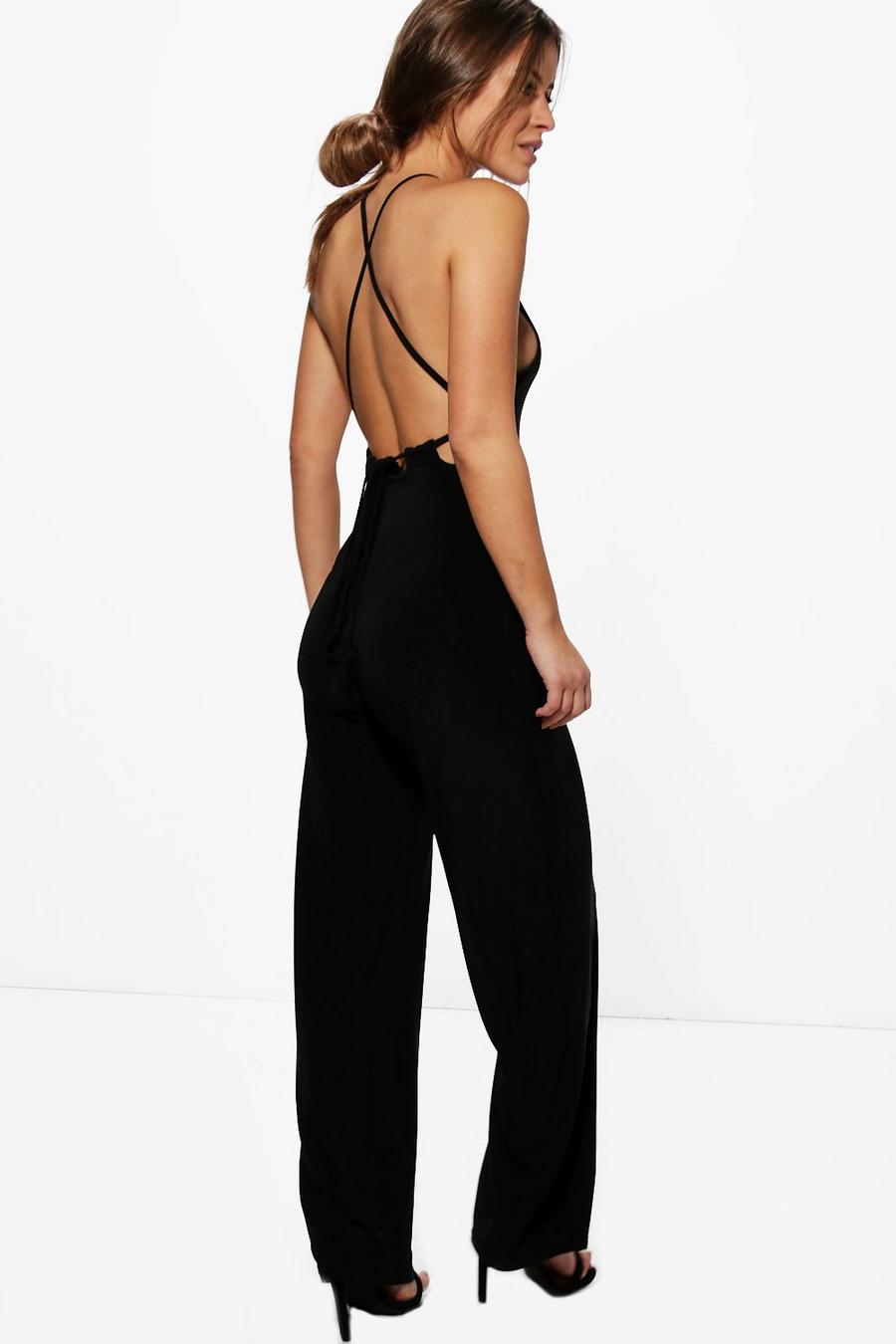 Petite Strappy Open Back Wide Leg Jumpsuit image number 1