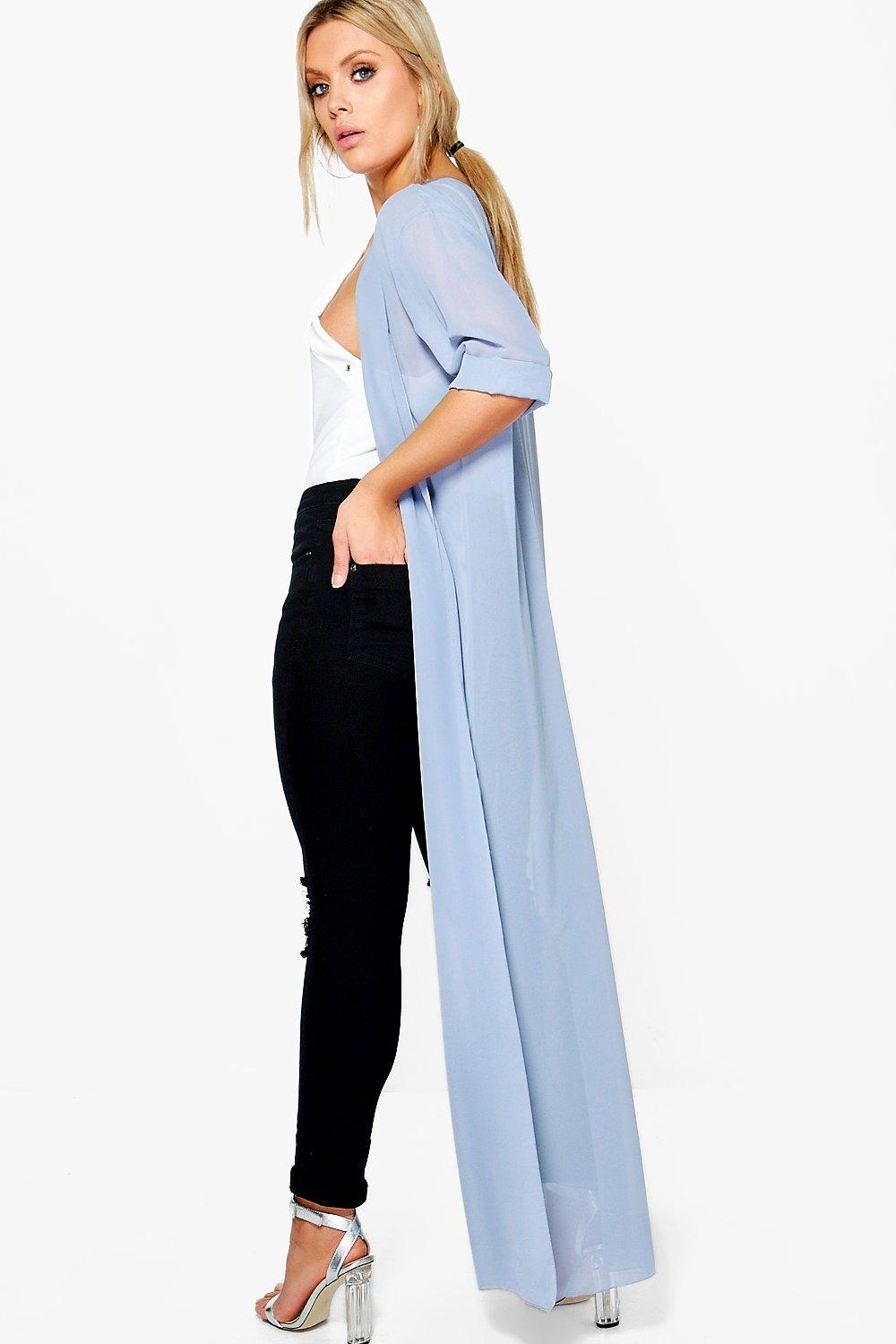 Long chiffon duster clearance coat