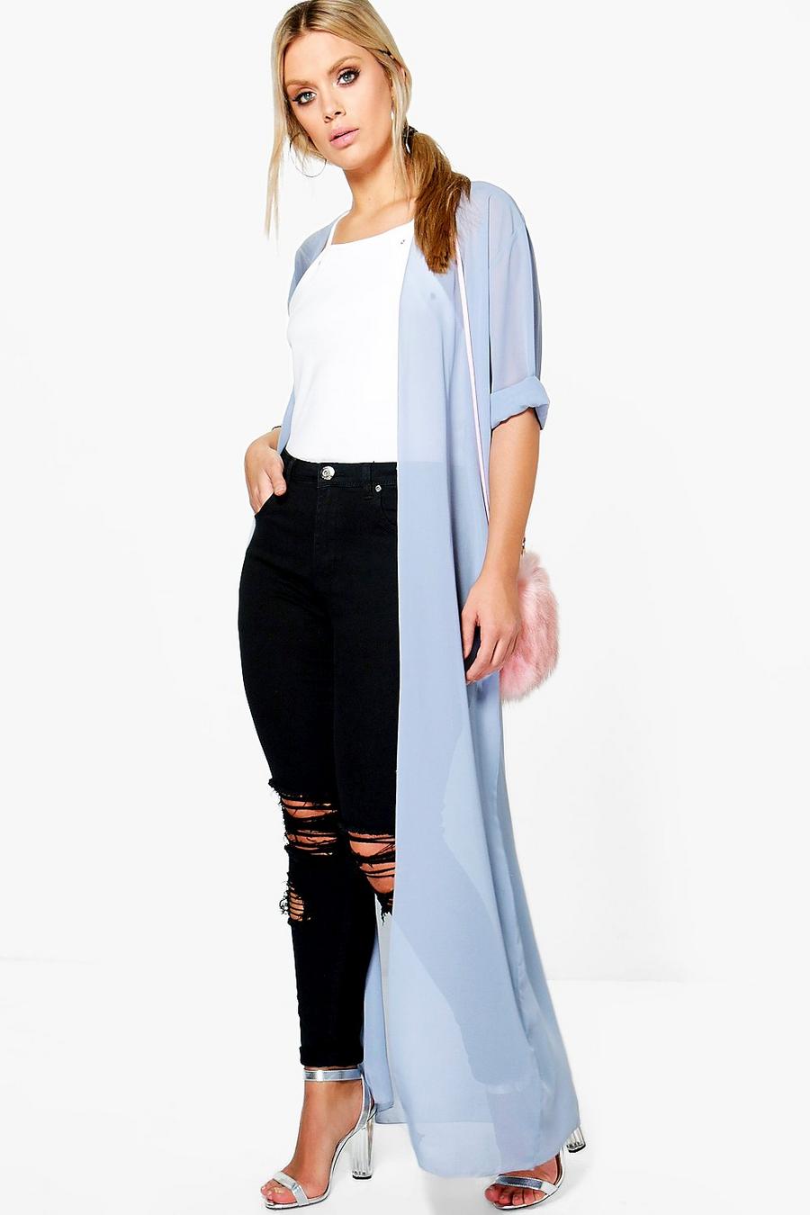 Silver Plus  Chiffon Maxi Duster image number 1