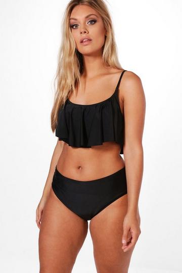 Plus Crop Frill Bikini black