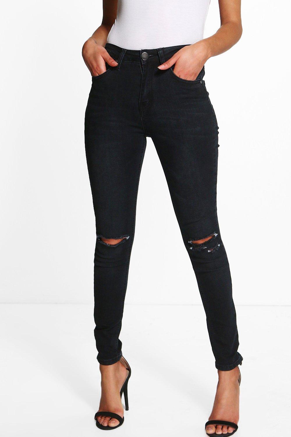 petite high waisted jeans black