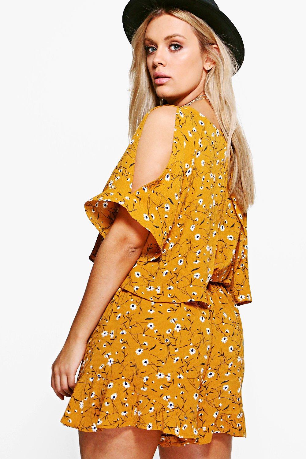 boohoo yellow playsuit