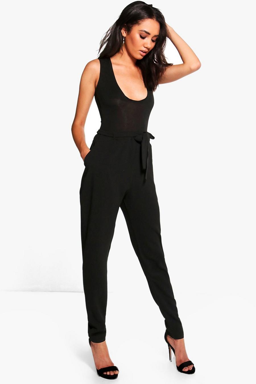 Petite Tie Waist Tapered Trousers image number 1