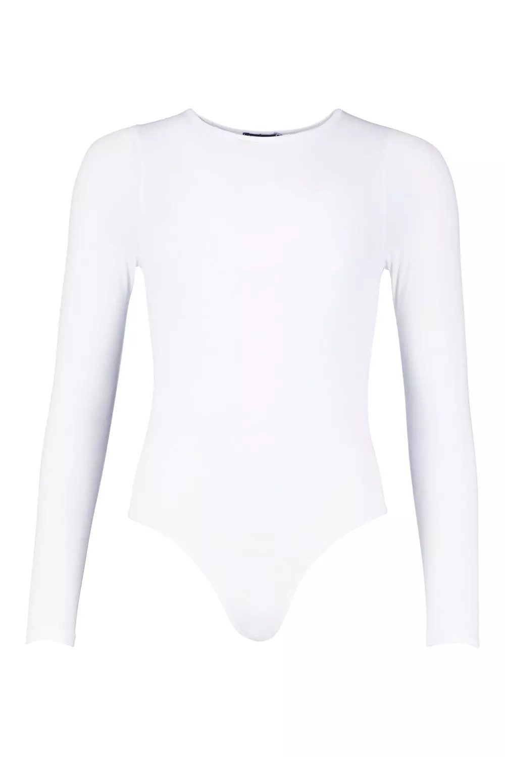 White Petite Basic Long Sleeve Bodysuit