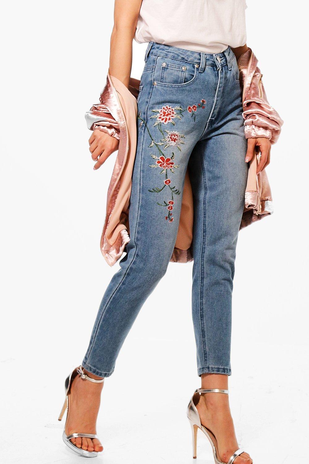 petite embroidered jeans